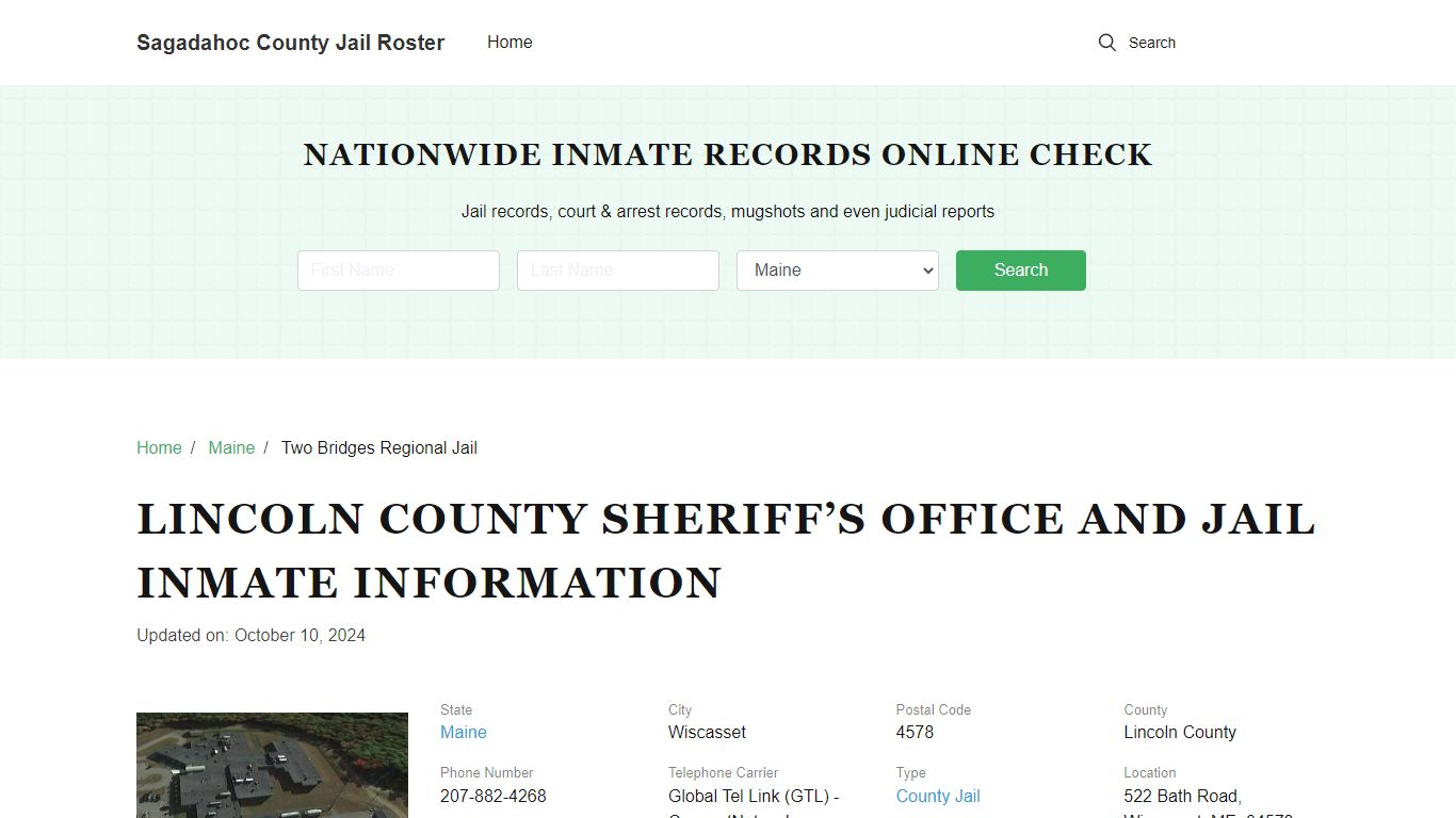 Lincoln County Sheriff, Maine, Jail Inmate Search